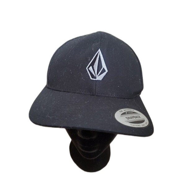 Volcom Full Stone Cap Hat White Black Canvas Snapback Back One Size Mesh EUC - Picture 1 of 12